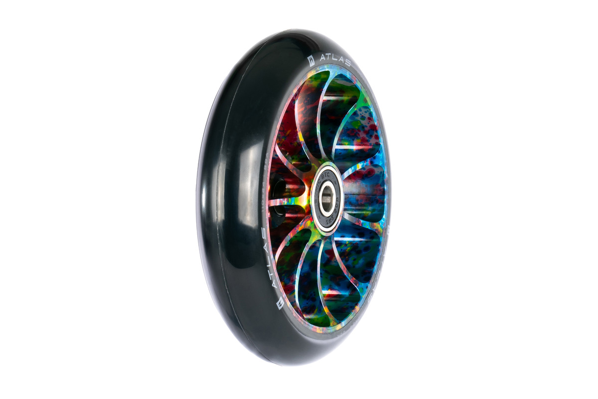 Ethic DTC Atlas Roue de trottinette freestyle I Roue de trick I Roue de remplacement I Pneu I Très légère I Professionnel (Noir, 115mm x 30mm x 12STD